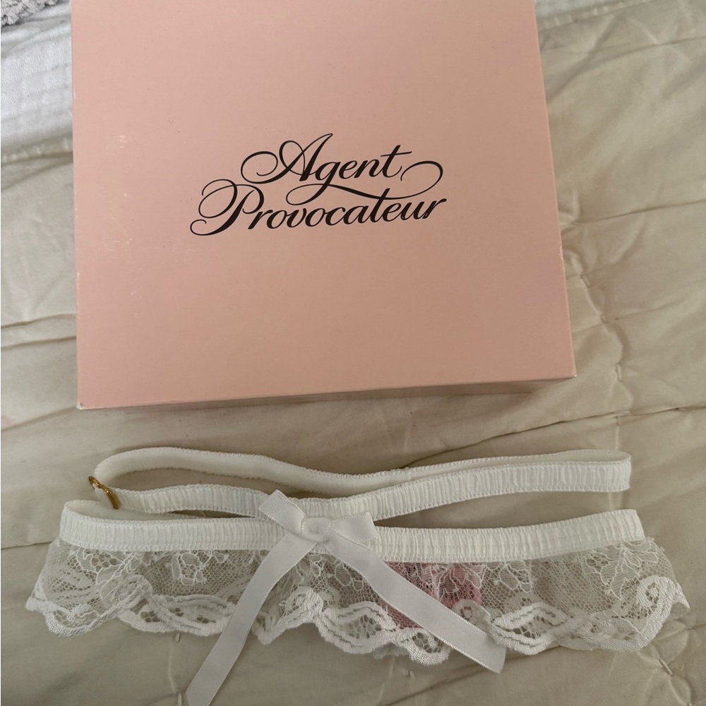 Agent Provocateur Pink and White Lace Lingerie Tag Detail